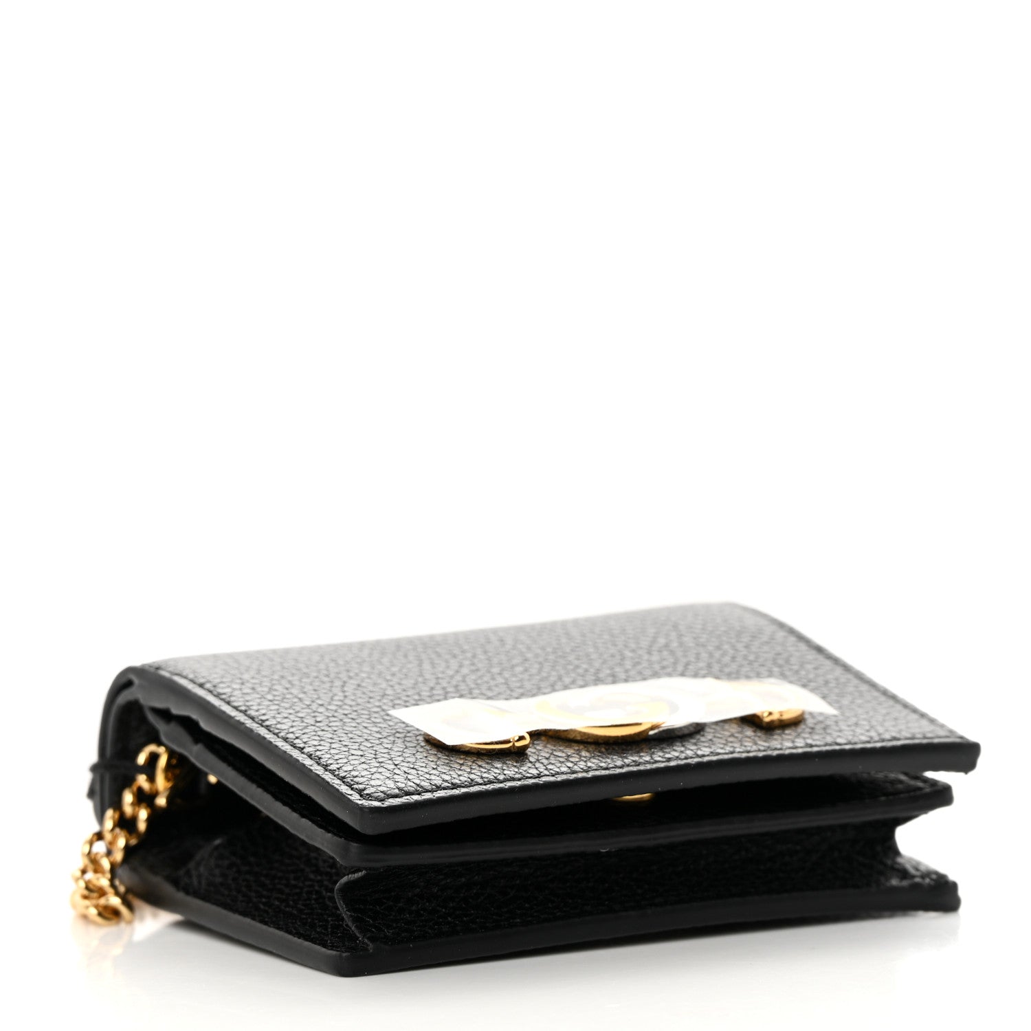 Gucci Grainy Calfskin Zumi Chain Card Case Wallet Black 4 of 7