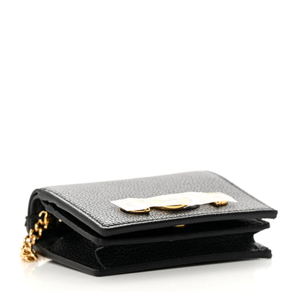 Gucci Grainy Calfskin Zumi Chain Card Case Wallet Black 4 of 7