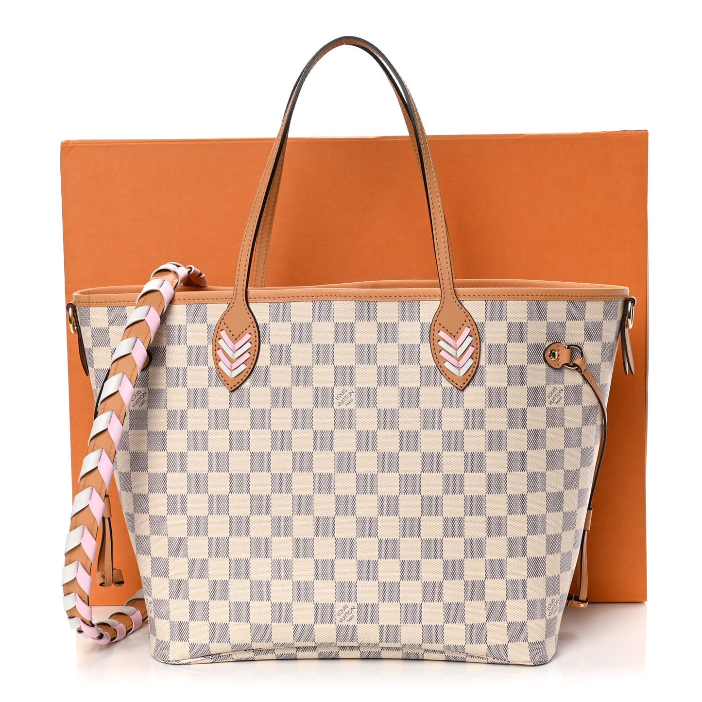 Damier Azur Braided Neverfull MM Orange