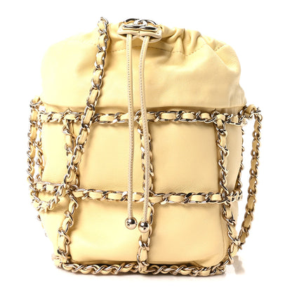 Chanel Lambskin Bucket Chain Drawstring Bag Yellow 1 of 10