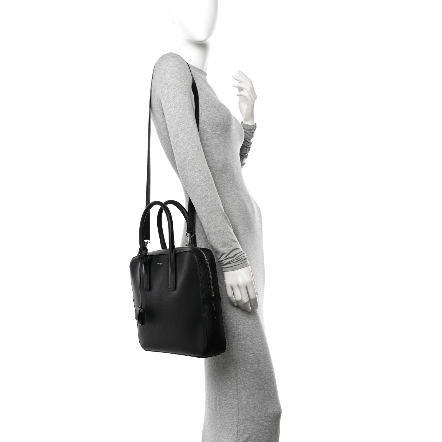 Saint Laurent Grain de Poudre Medium Museum Briefcase Black 2 of 10