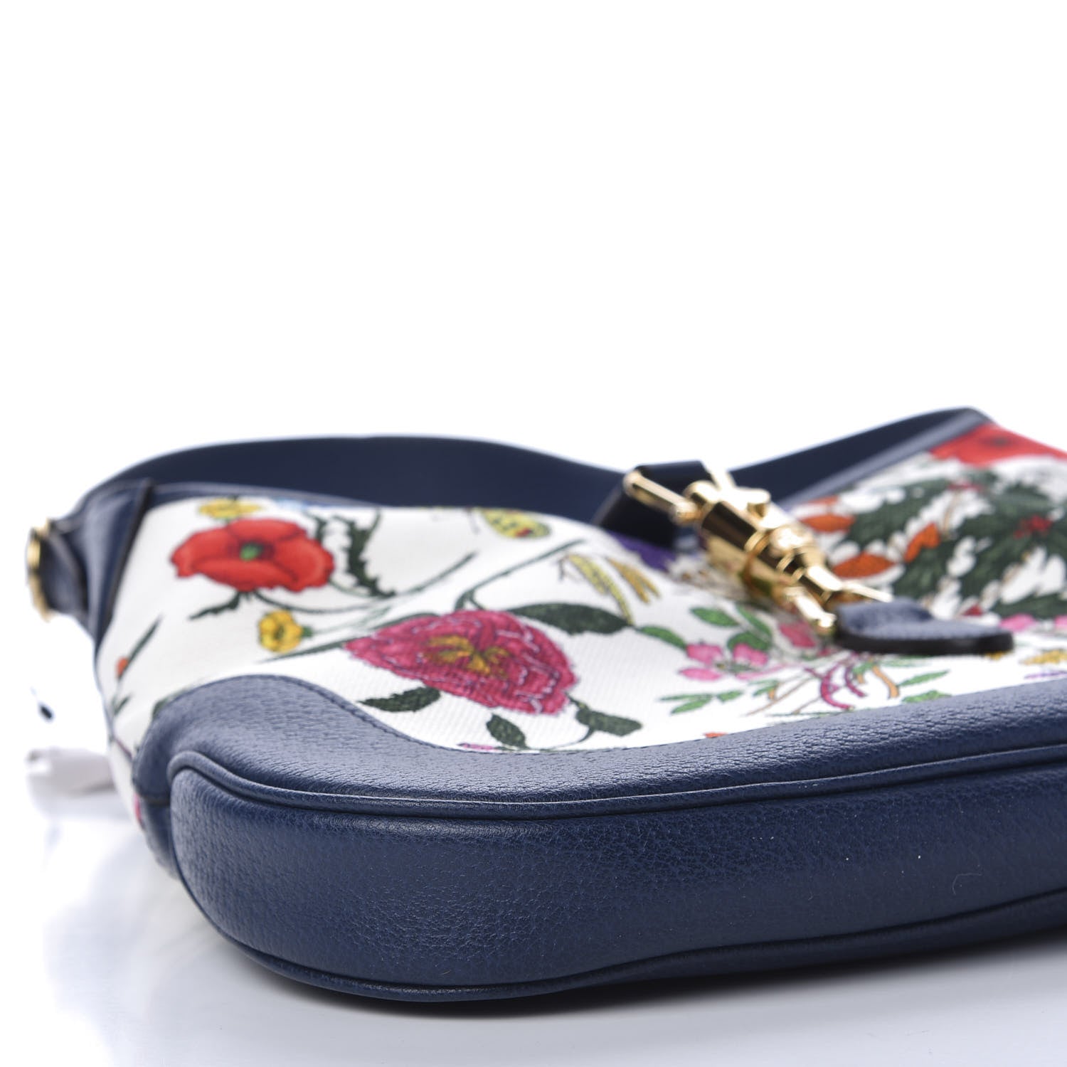 Gucci Canvas Flora Medium Jackie Hobo Blue Agata 9 of 11