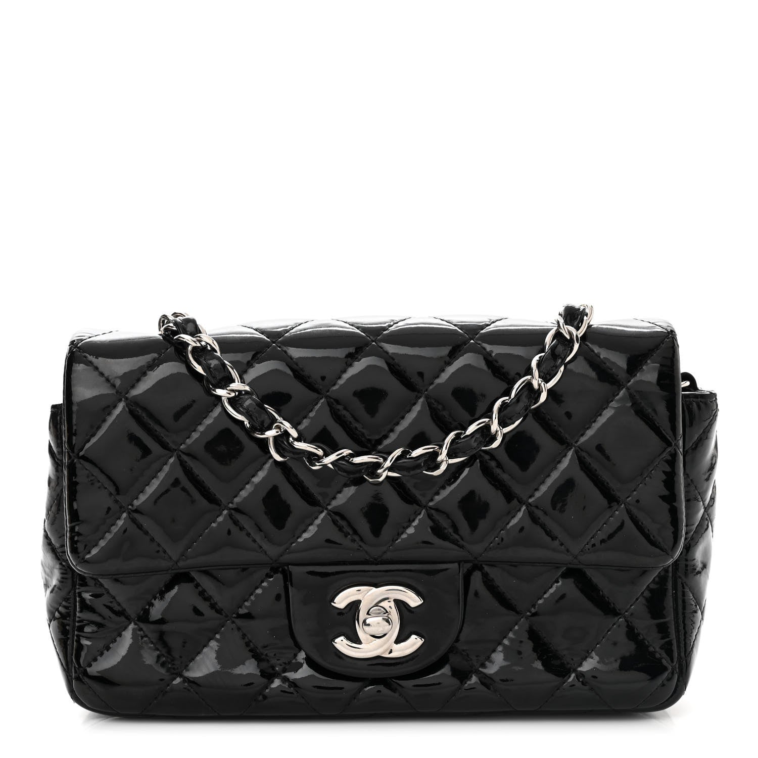 Chanel Patent Calfskin Quilted Mini Rectangular Flap Black 1 of 11