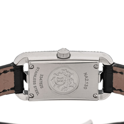 Hermes Stainless Steel Alligator Diamond 17mm Nantucket Quartz Watch Mauve Pale Noir 4 of 5