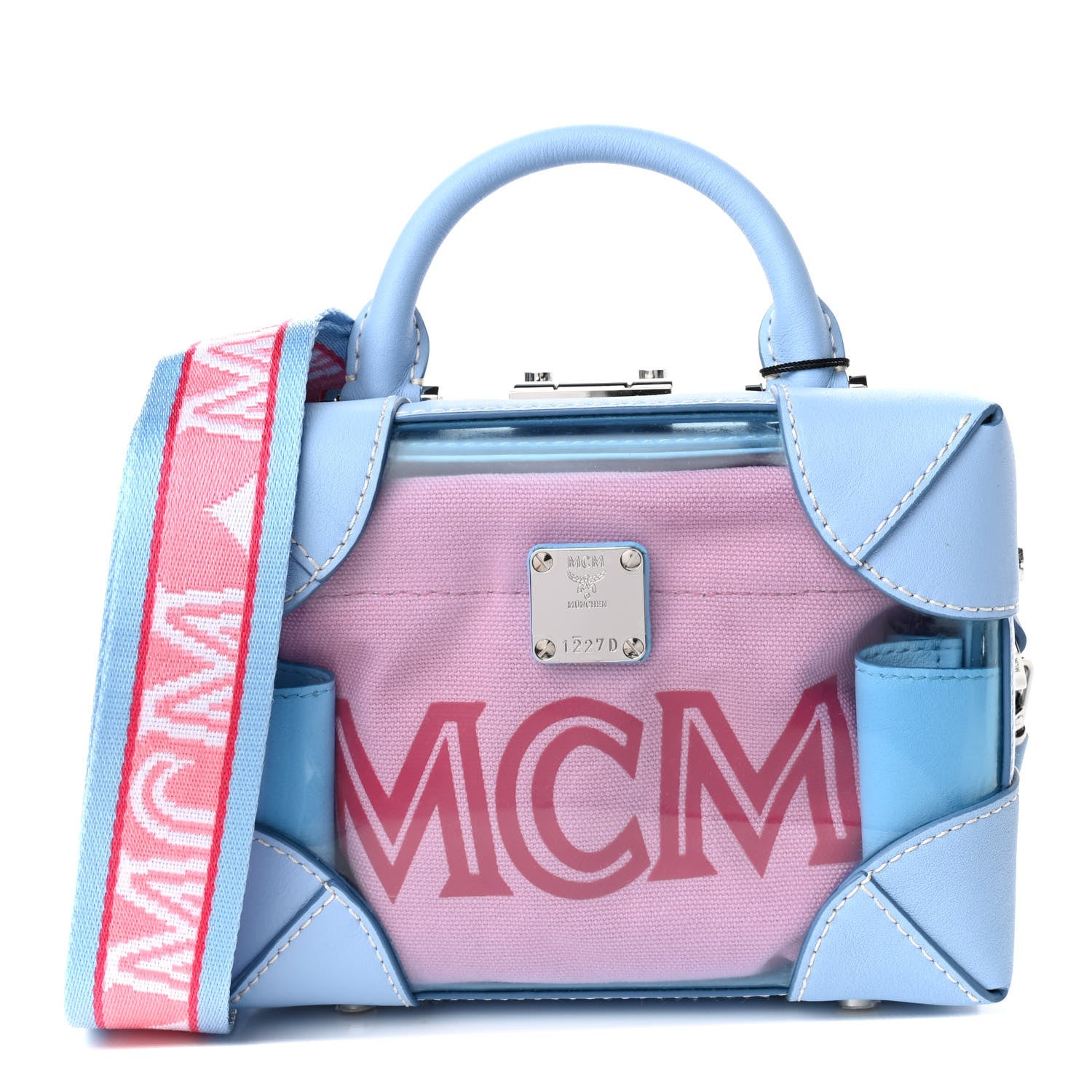 MCM Transparent Small E/W Soft Berlin Crossbody Hologram Blue Bell 1 of 4