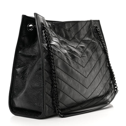 Saint Laurent Crinkled Calfskin Matelasse Monogram Medium Niki Shopper Tote Black 3 of 9