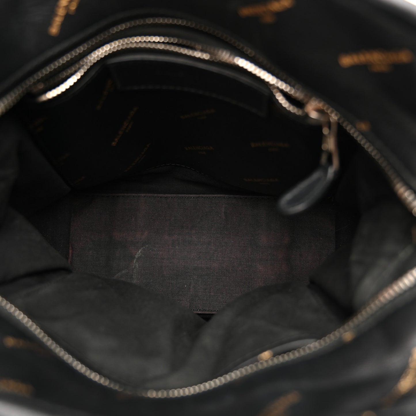 Calfskin Allover Logo XS Bazar Shopper Tote Black Gold