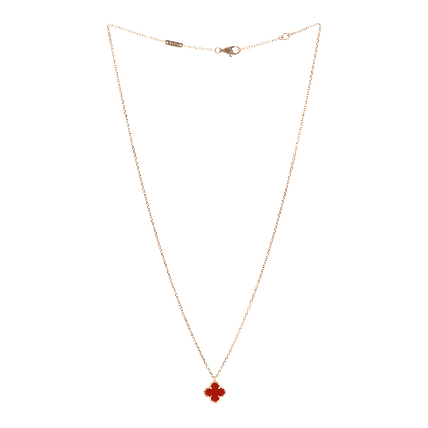 18K Rose Gold Carnelian Sweet Alhambra Pendant Necklace