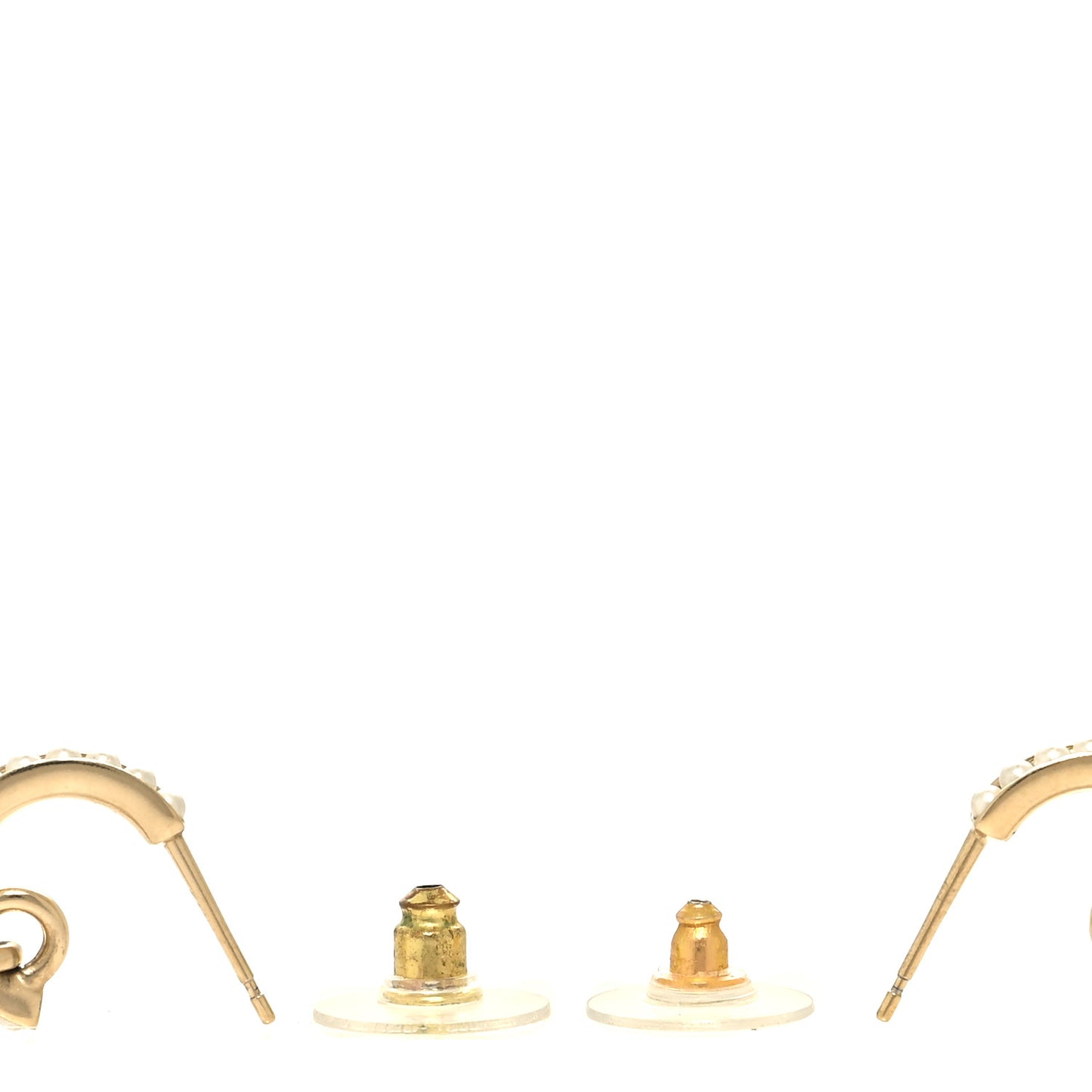 Pearl CC Hoop Drop Earring Gold