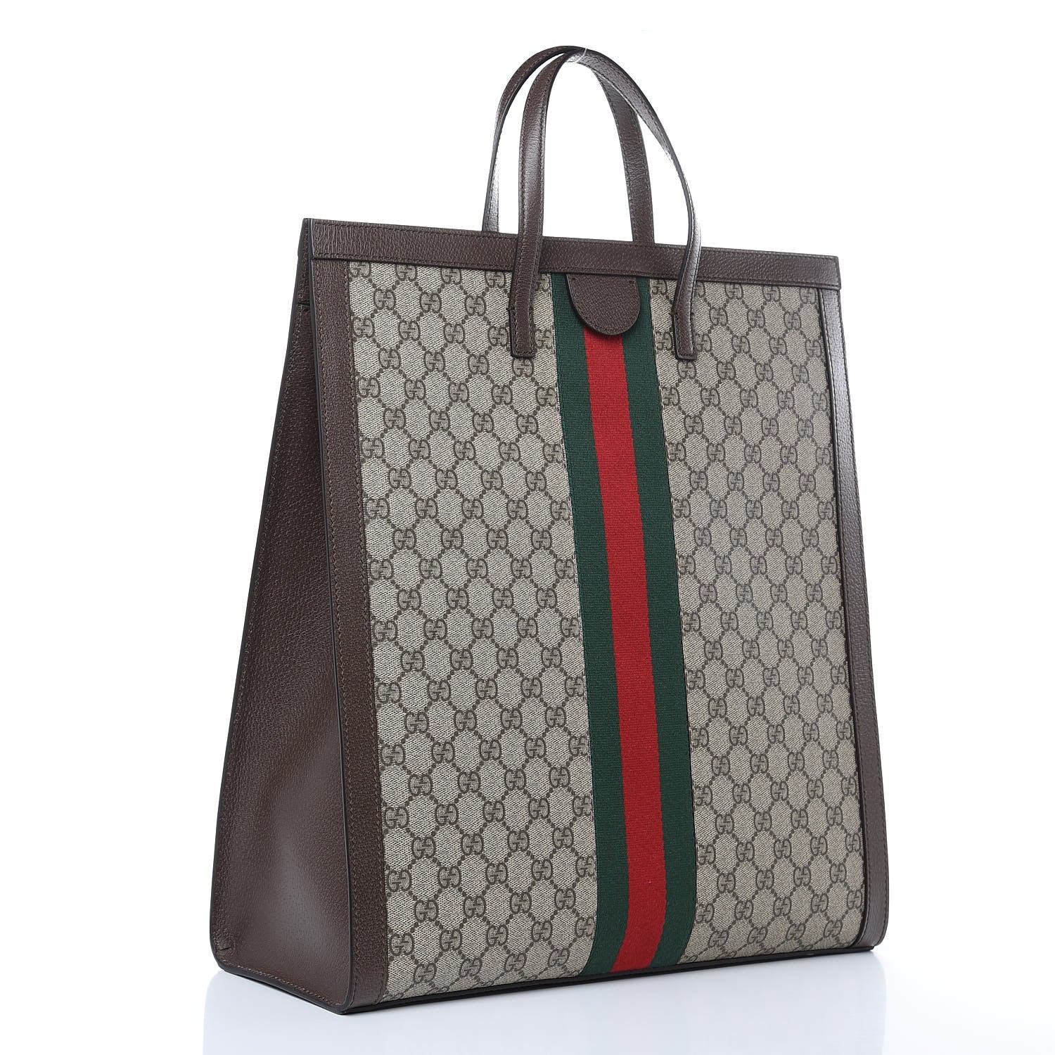 Gucci GG Supreme Monogram Web Ophidia Vertical Tote Brown 3 of 9