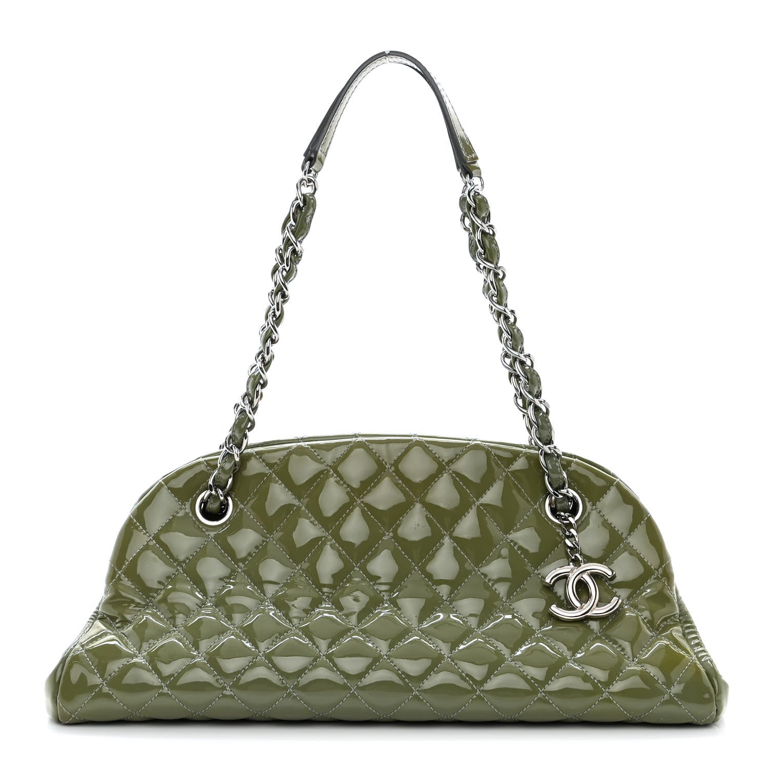 Chanel Patent Quilted Medium Just Mademoiselle Green 1 of 12