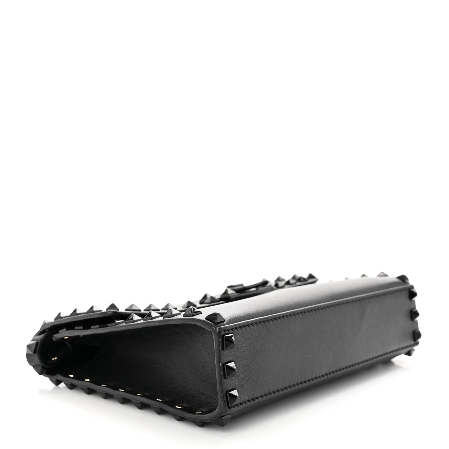 Vitello Monochrome Medium Rockstud Flip Lock Crossbody Bag Black