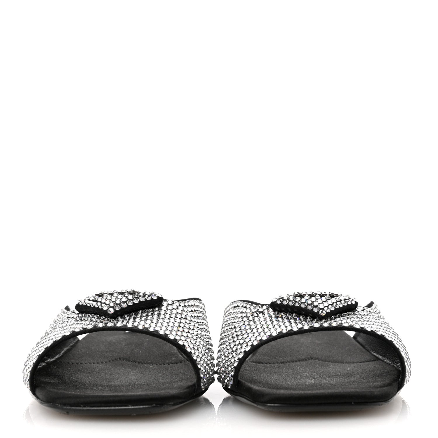 Prada Satin Crystal Logo 10mm Slide Sandals 39 Black 3 of 10
