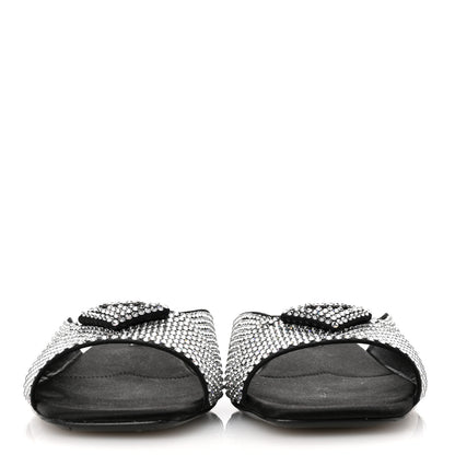 Prada Satin Crystal Logo 10mm Slide Sandals 39 Black 3 of 10