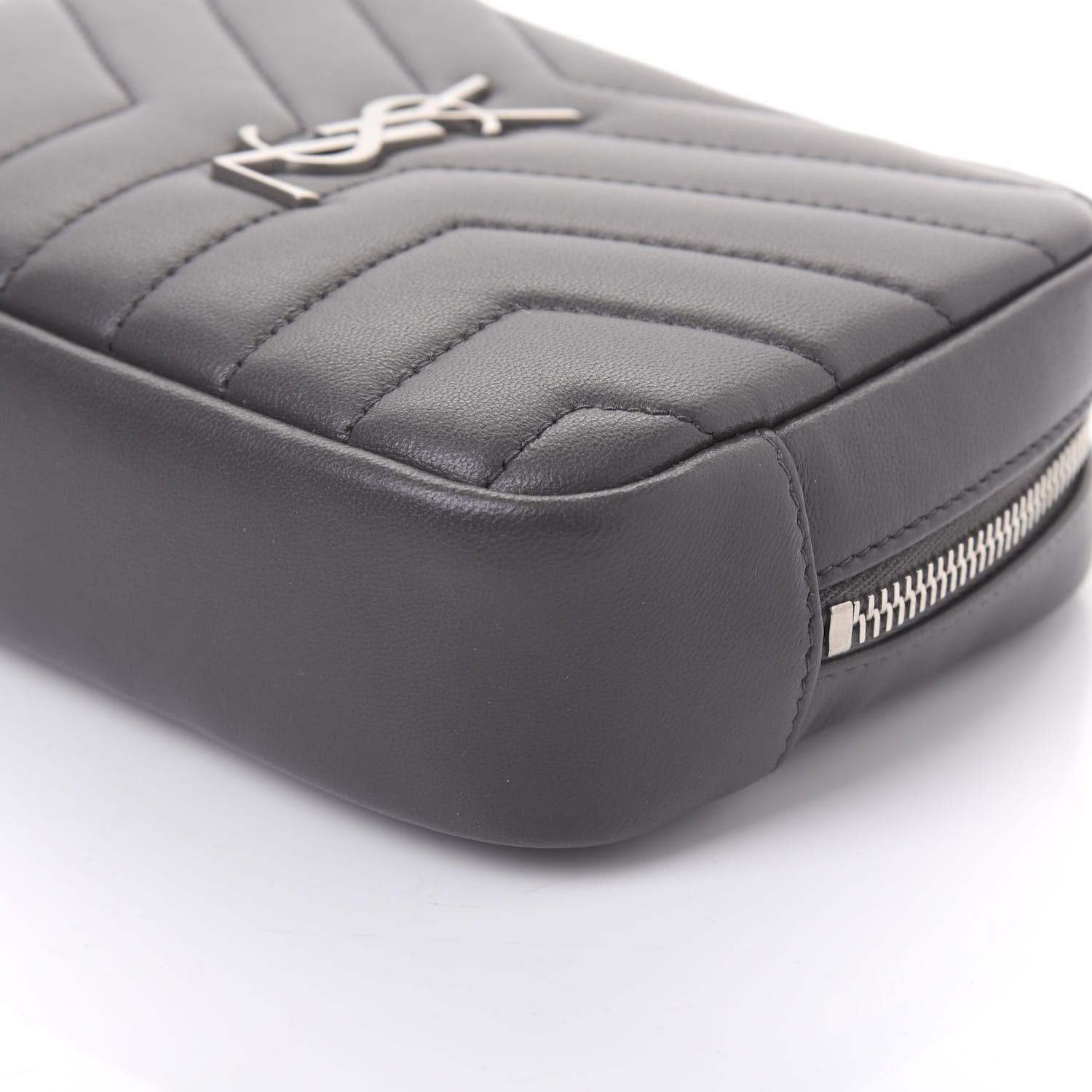 Saint Laurent Lambskin Y Quilted Monogram Loulou Cosmetic Case Asphalt Grey 7 of 9
