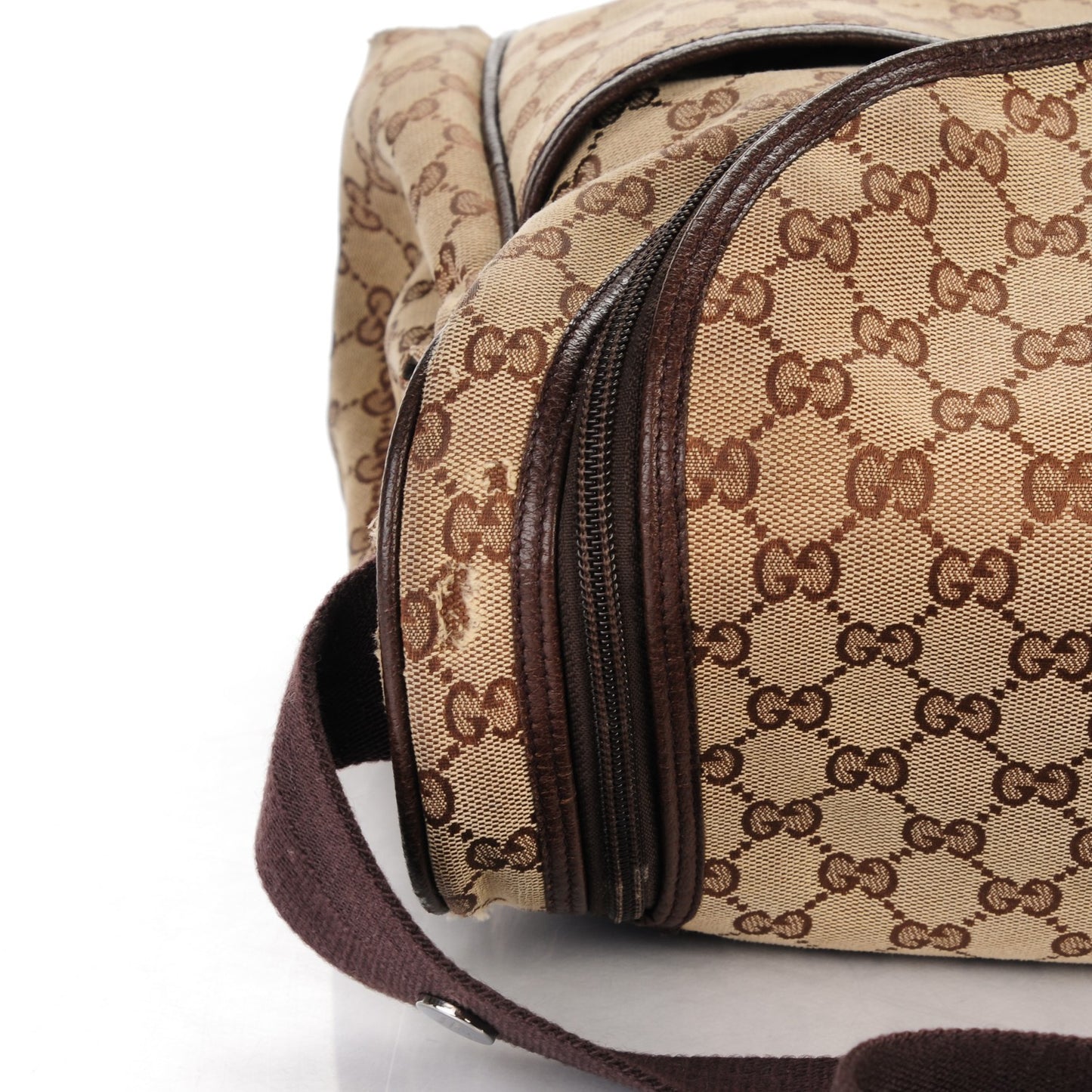 Monogram Natural Pigskin Large Diaper Bag Beige Ebony Cocoa Dark Chocolate
