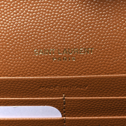 Saint Laurent Grain De Poudre Matelasse Chevron Monogram Chain Wallet Dark Natural 6 of 9