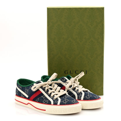 Gucci New Denim GG Monogram Web Womens 1977 Tennis Sneakers 37 Blue Tea Mystic White 11 of 11