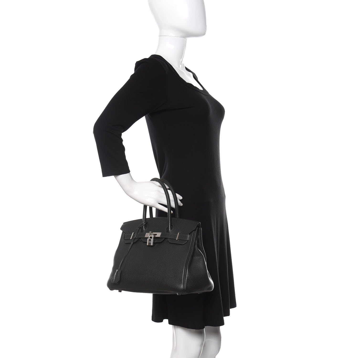 Hermes Taurillon Clemence Birkin 30 Vert De Gris 2 of 16
