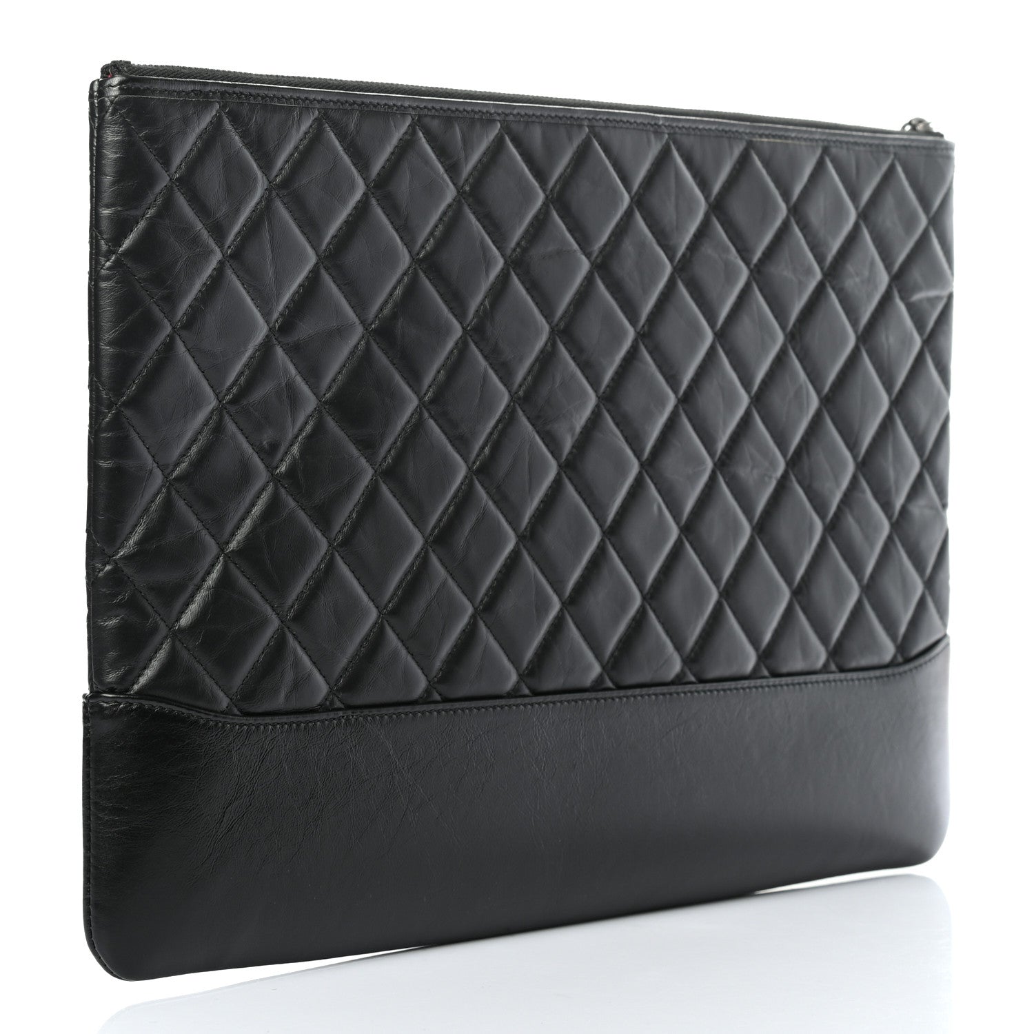 Chanel Aged Calfskin Quilted Large Gabrielle Cosmetic Case Black 3 of 7
