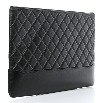 Chanel Aged Calfskin Quilted Large Gabrielle Cosmetic Case Black 3 of 7