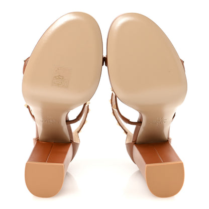 Valentino Garavani Calfskin Rockstud T-Strap 10/110mm Platform Sandals 39 Saddle Brown 6 of 10