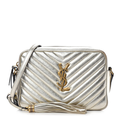 Saint Laurent Metallic Calfskin Matelasse Monogram Lou Camera Bag Platino 1 of 11