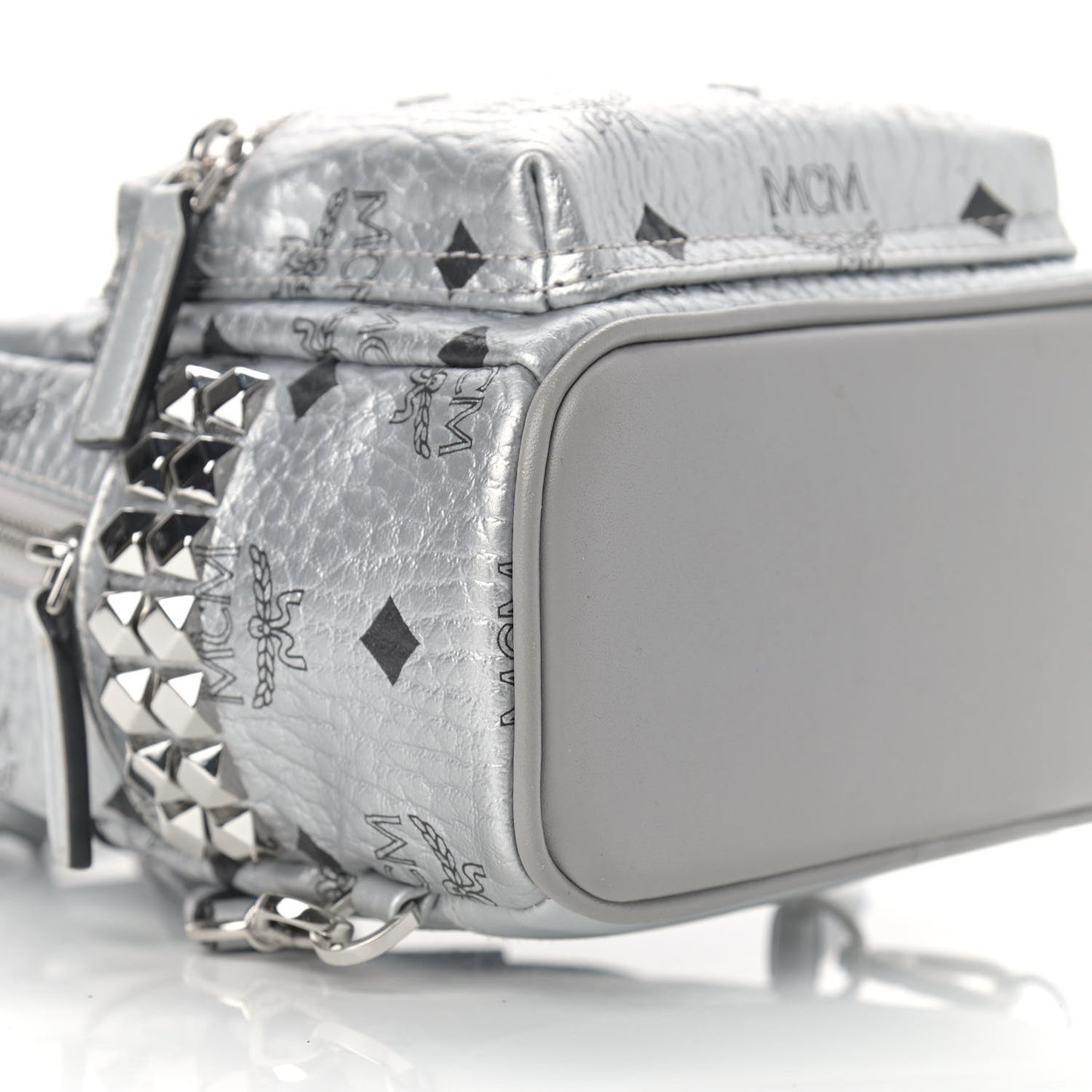 Metallic Visetos Studded X-Mini Bebe Boo Backpack Silver