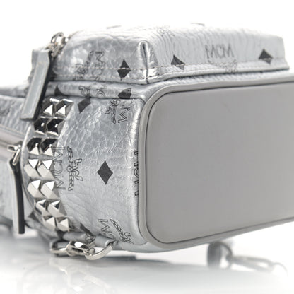 MCM Metallic Visetos Studded X-Mini Bebe Boo Backpack Silver 7 of 11