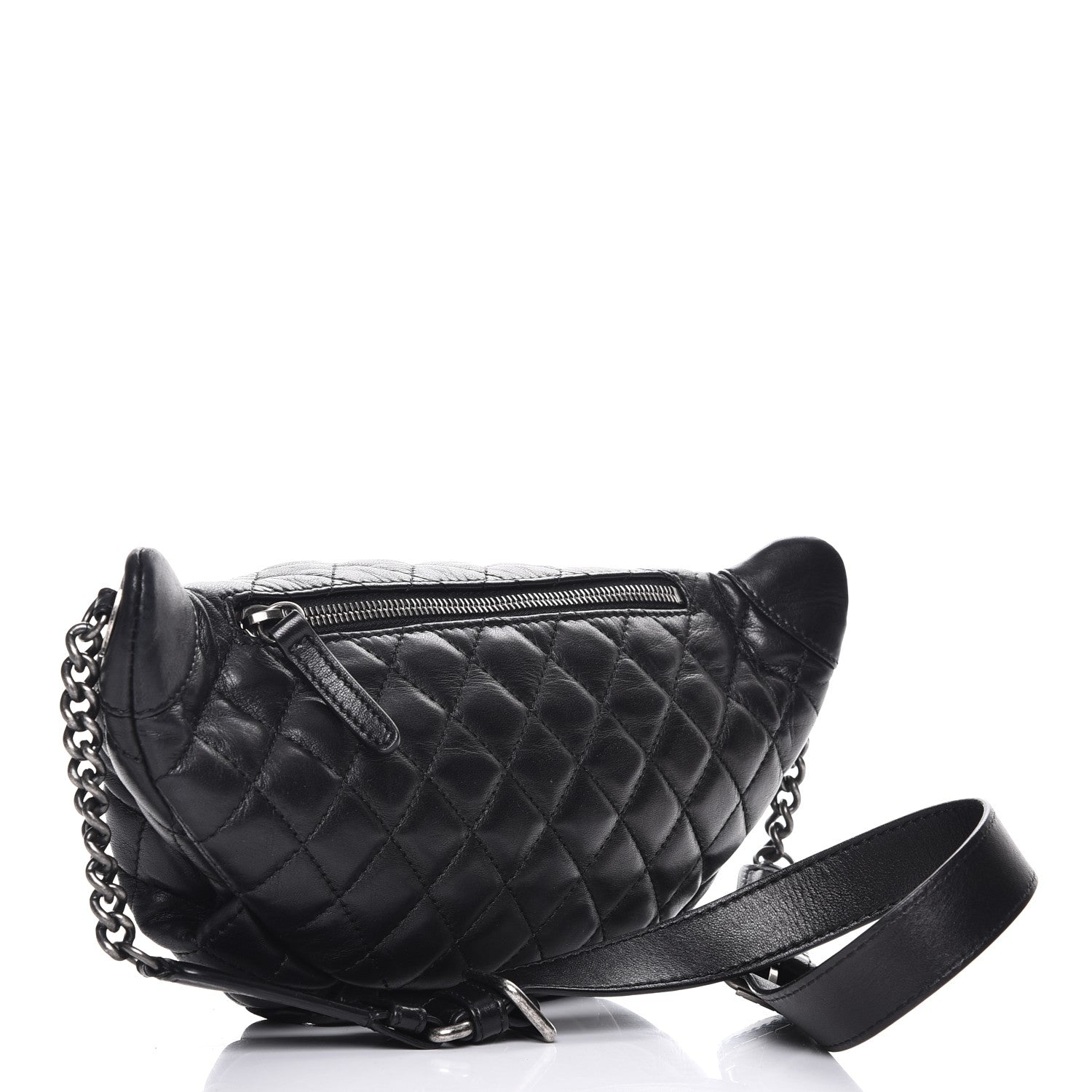 Chanel Lambskin Quilted Banane Waist Bag Fanny Pack Black 3 of 12
