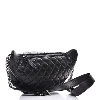 Chanel Lambskin Quilted Banane Waist Bag Fanny Pack Black 3 of 12