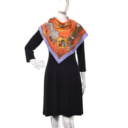 Hermes Silk Promenades de Paris Scarf 70 Orange Black Vert 2 of 6