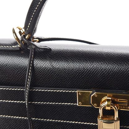 Hermes Veau Grain Lisse Kelly Sellier 32 Black 33 of 33