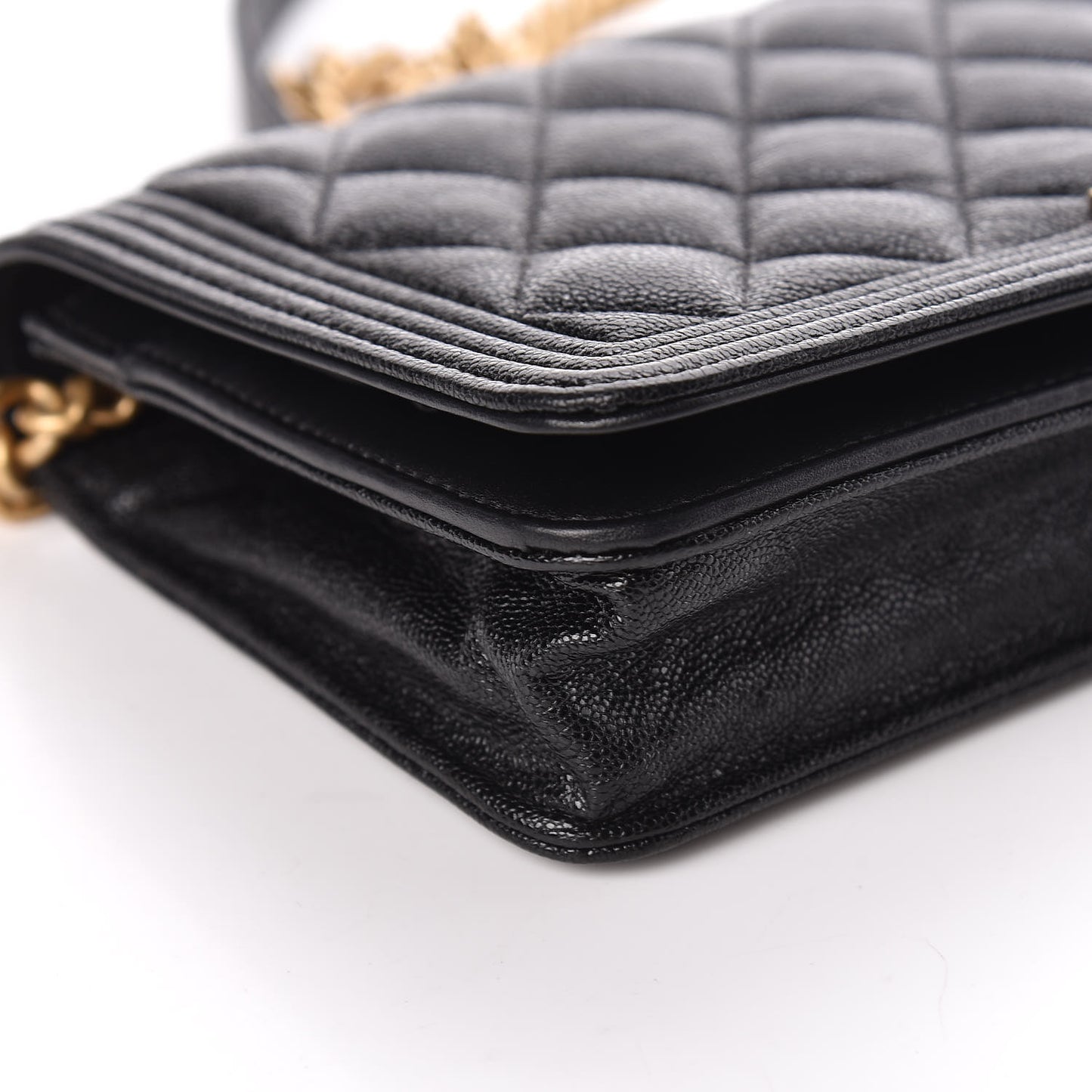 Caviar Quilted Boy Wallet On Chain WOC Black