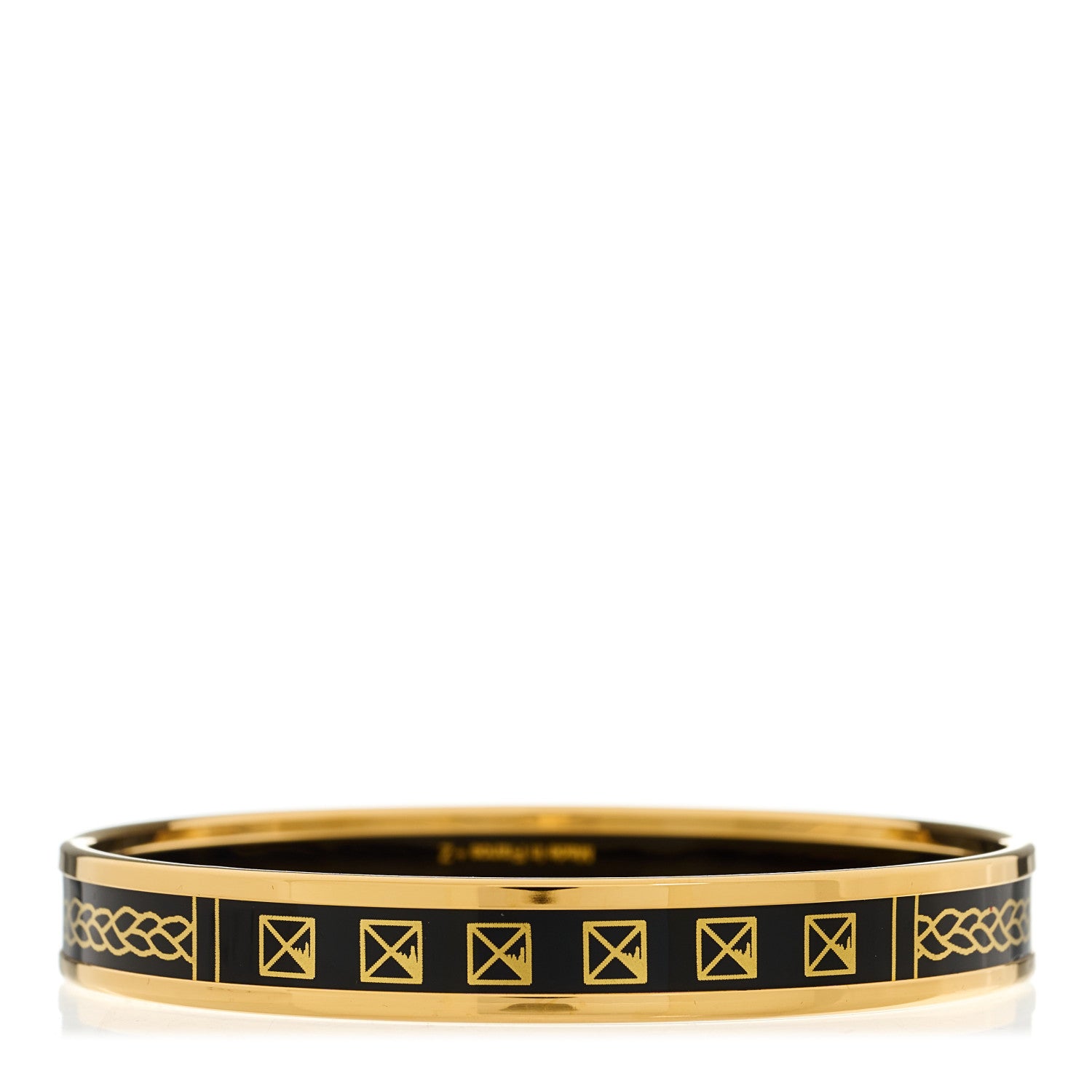 Hermes Enamel Printed Narrow Sellier Bracelet 70 Black 1 of 5