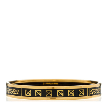Hermes Enamel Printed Narrow Sellier Bracelet 70 Black 1 of 5