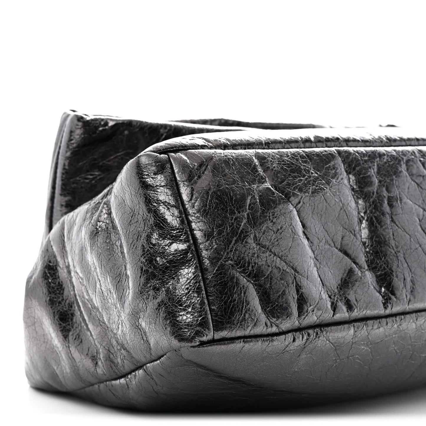 Metallized Arena Calfskin Medium Monaco Chain Shoulder Bag Steel Grey
