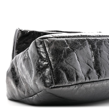Balenciaga Metallized Arena Calfskin Medium Monaco Chain Shoulder Bag Steel Grey 10 of 11