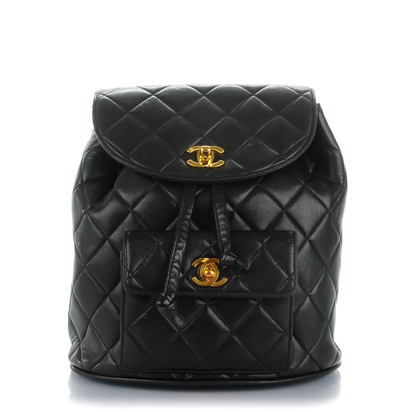 Lambskin Quilted Backpack Black