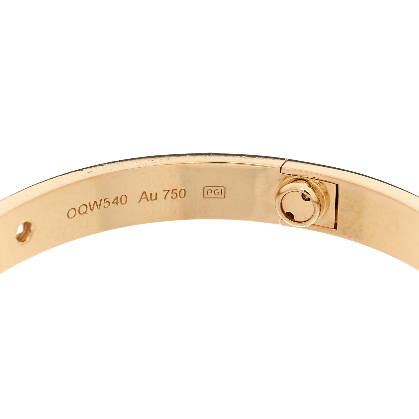 18K Yellow Gold 4 Diamond LOVE Bracelet 17