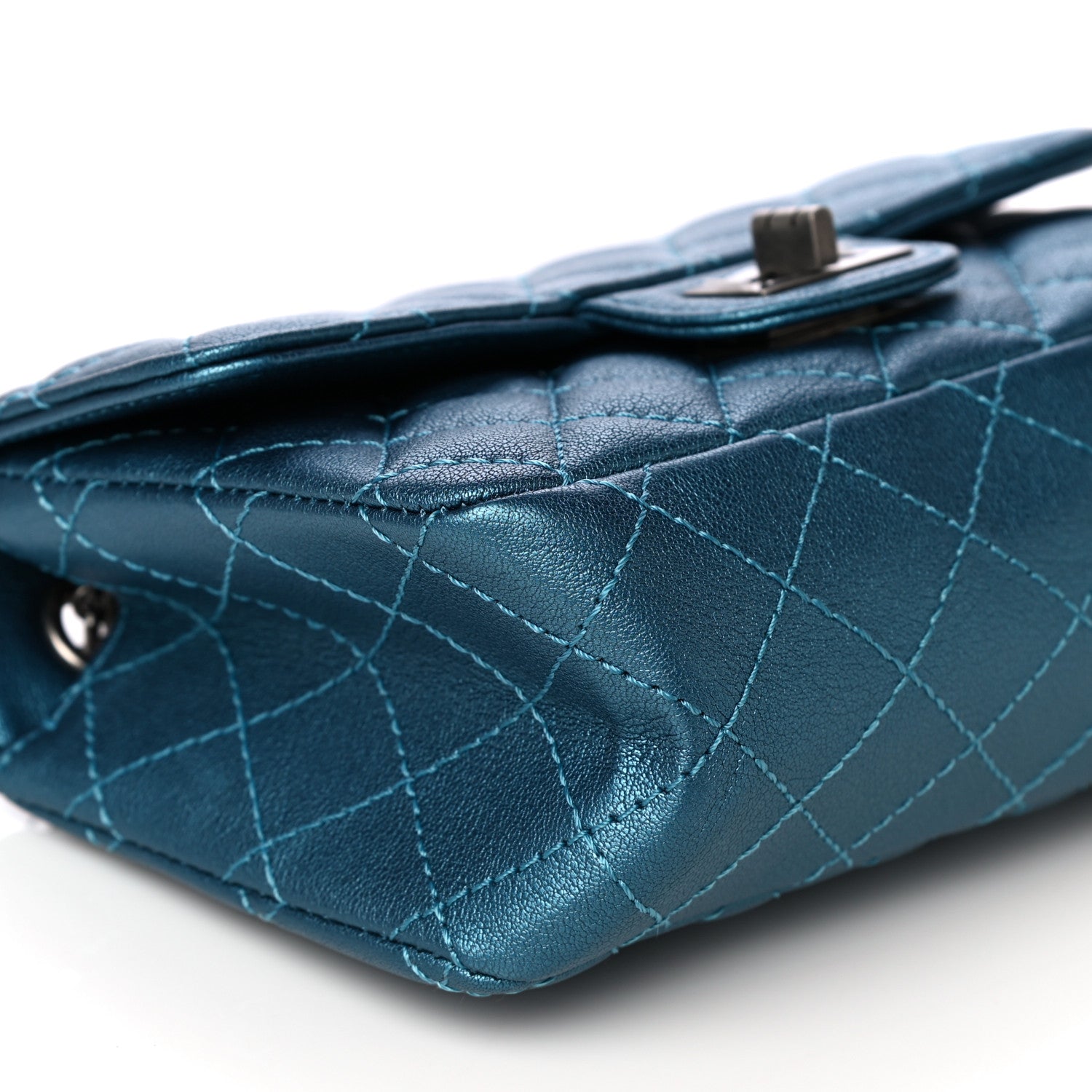 Chanel Metallic Sheepskin Quilted 2.55 Reissue Mini Flap Blue 9 of 10