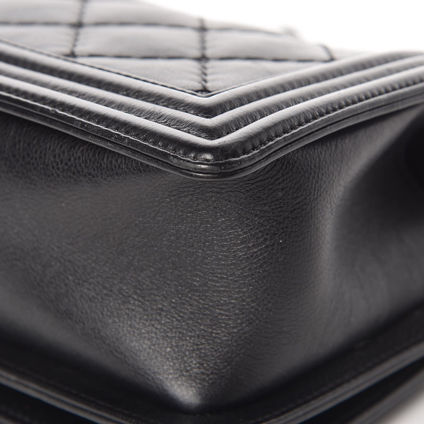 Calfskin Double Stitch Medium Boy Flap Black