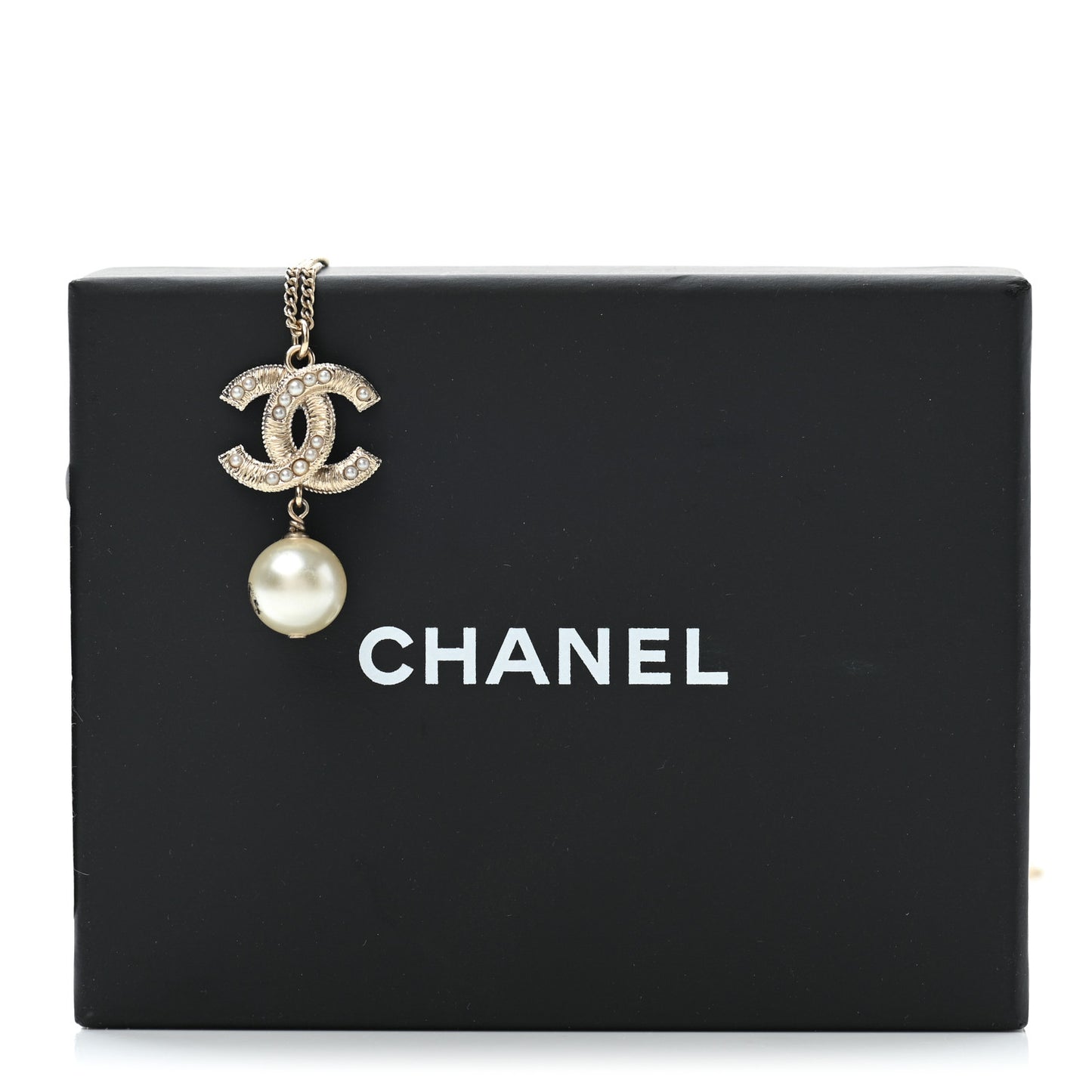 Pearl CC Pendant Necklace Gold