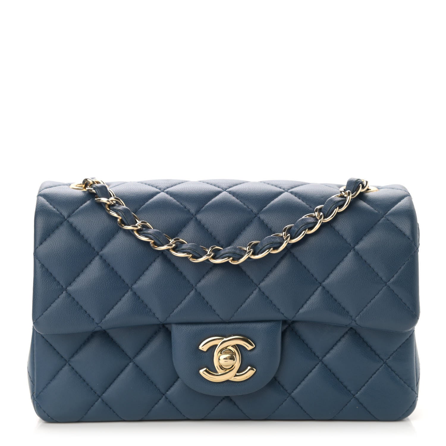 Chanel Lambskin Quilted Mini Rectangular Flap Dark Blue 1 of 10