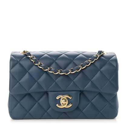 Chanel Lambskin Quilted Mini Rectangular Flap Dark Blue 1 of 10