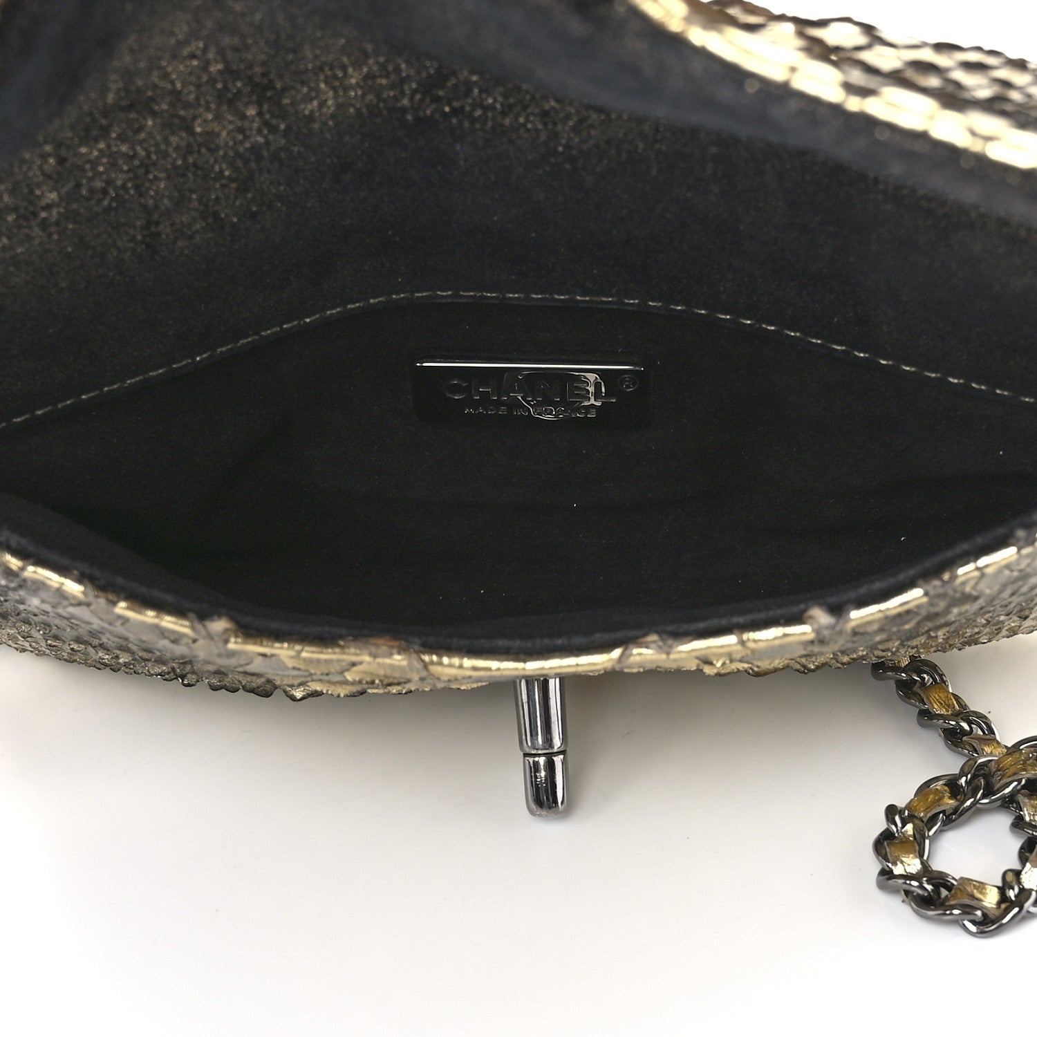 Chanel Metallic Snakeskin Flap Bag Gold 4 of 12