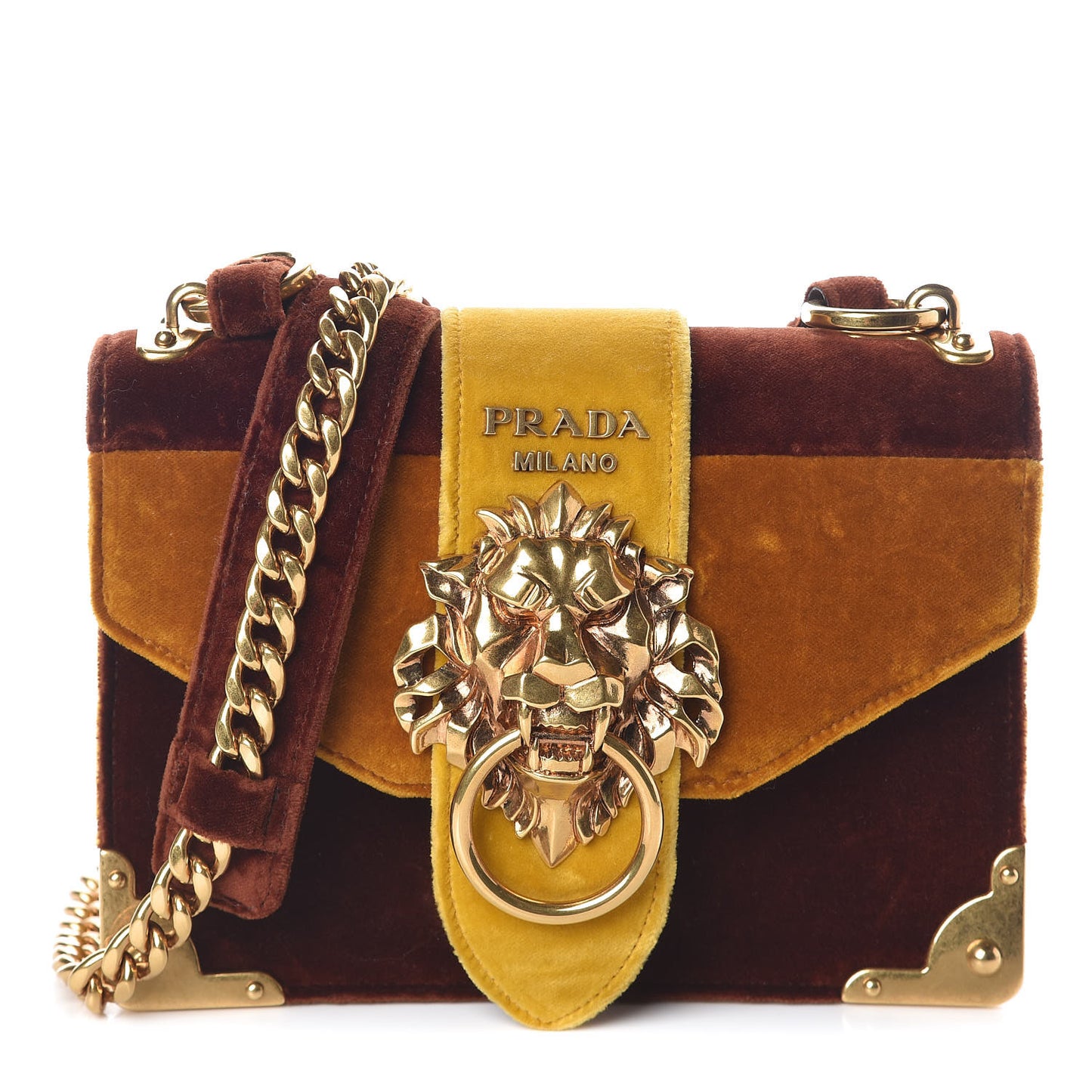 Velluto Lions Head Cahier Shoulder Bag Ambra