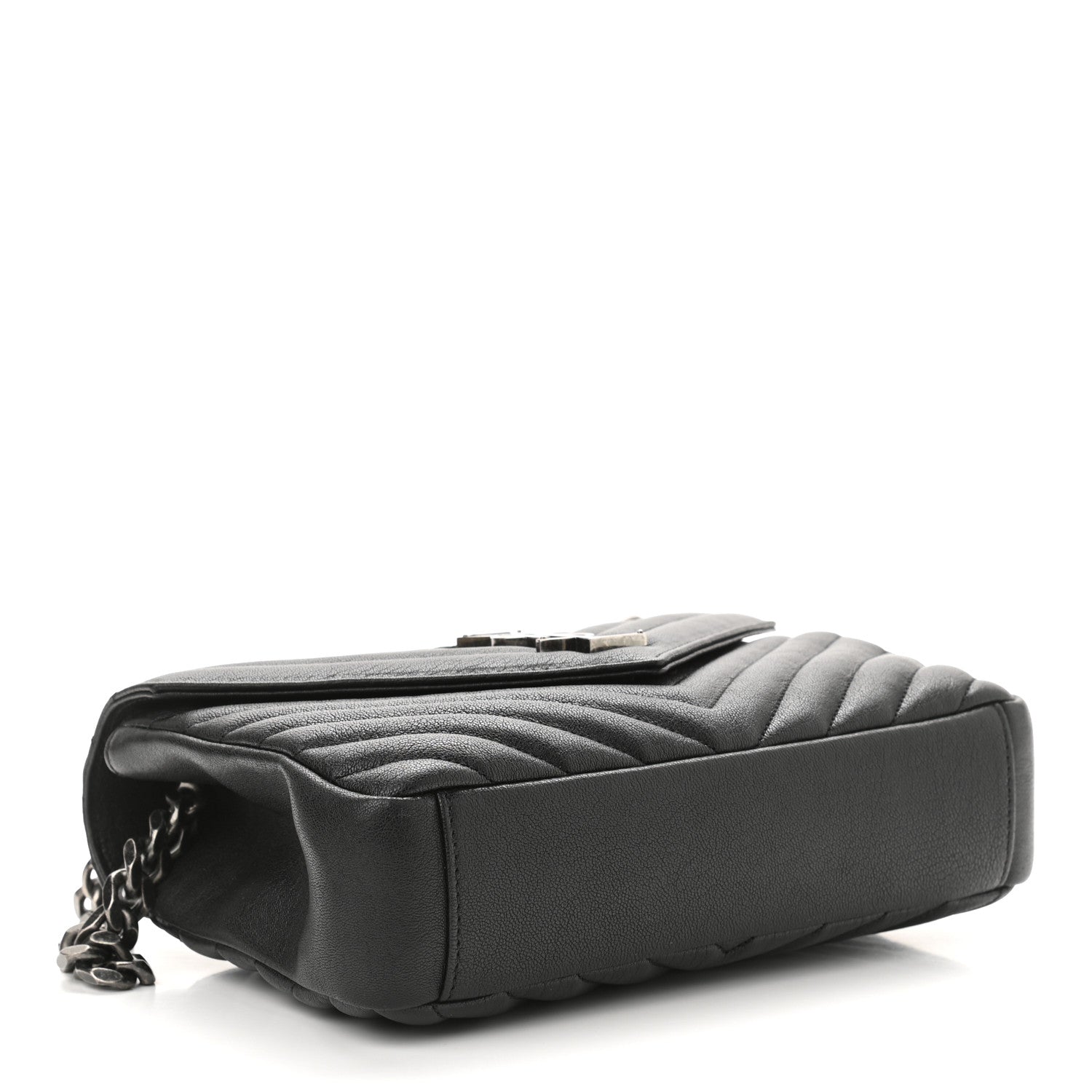 Saint Laurent Sheepskin Matelasse Chevron Monogram Medium College Bag Black 4 of 10