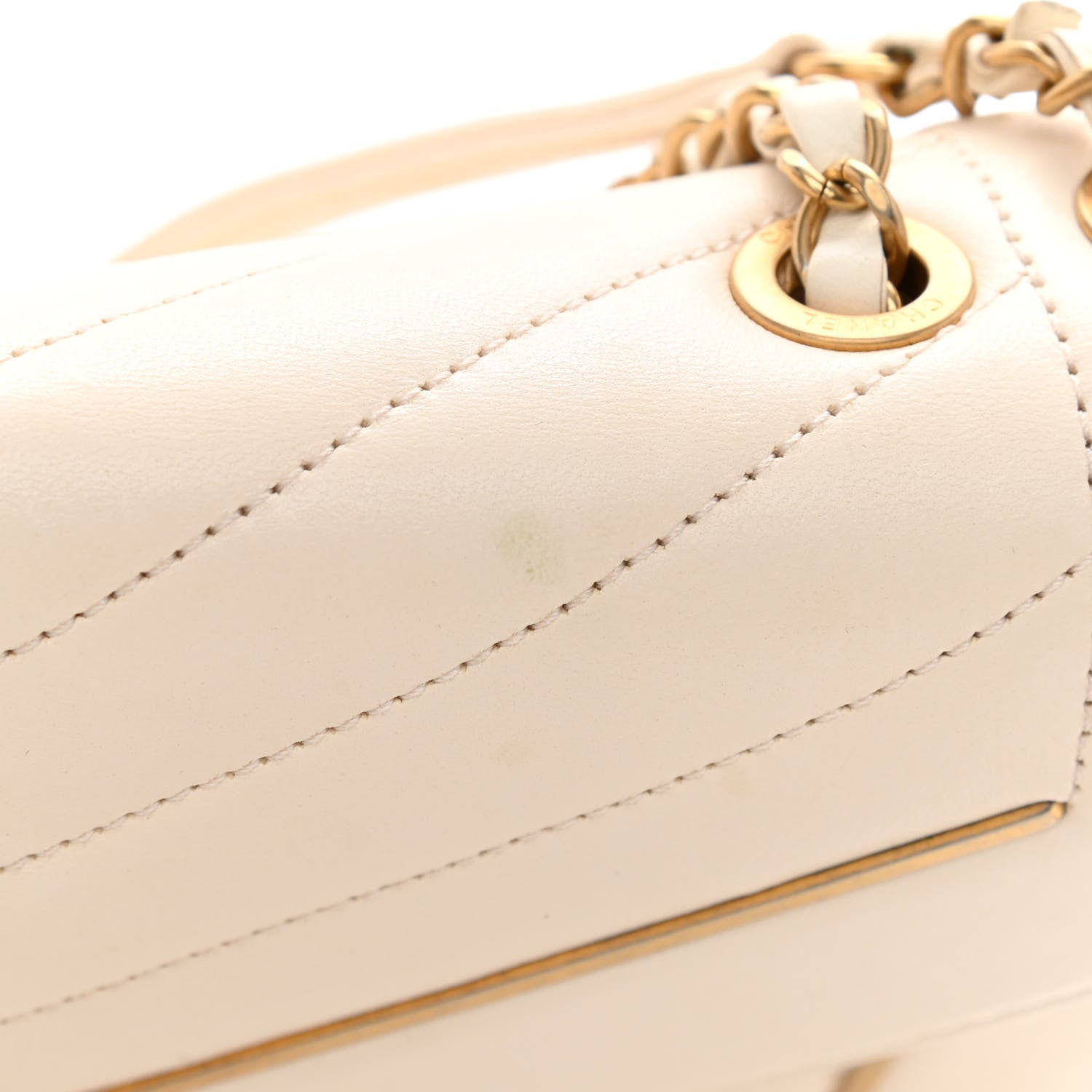 Chanel Lambskin Reversed Chevron Quilted Flap White 13 of 17