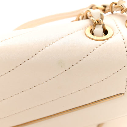 Chanel Lambskin Reversed Chevron Quilted Flap White 13 of 17